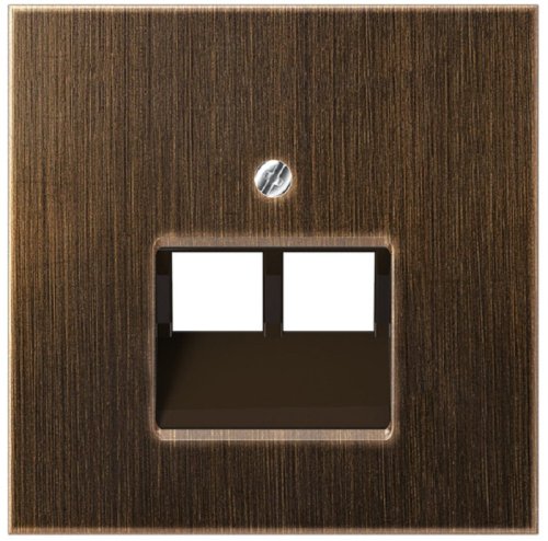 Лицевая панель Jung LS990 metal для 2-м. розетки RJ11/RJ45 античная латунь фото Лицевая панель Jung LS990 metal для 2-м. розетки RJ11/RJ45 античная латунь картинка